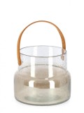 Cumpara ieftin Vaza flori sticla bej Saturn 22x18.4 cm
