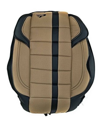 Huse scaune universale premium negru + cusatura bej ,piele +textil ,cusatura airbag foto