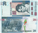 GUATEMALA █ bancnota █ 20 Quetzales █ 2020 █ COMEMORATIV █ UNC █ necirculata