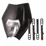 Cumpara ieftin Carena si far fata pentru motociclete, negru, cu faza scurta si lunga , Model universal pentru ENDURO Trail Streetfighter