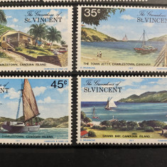 PC211 - Grenadines of St. Vincent 1977, Peisaje/ Insula CANOUAN, serie MNH, 4v