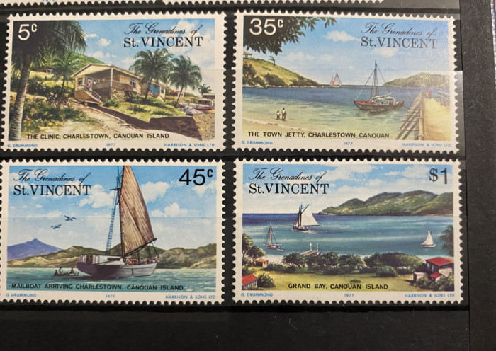PC211 - Grenadines of St. Vincent 1977, Peisaje/ Insula CANOUAN, serie MNH, 4v