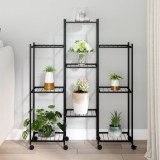 VidaXL Suport pentru flori cu roți, 83x25x103,5 cm, negru, fier