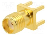 Conector SMA mufă mamă drept 50&Omega; SMT pe cablu PTFE aurit AMPHENOL RF