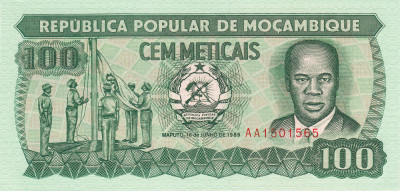 Mozambic, 100 Meticais 1983-1989 (stema modificata), UNC, clasor A1 foto