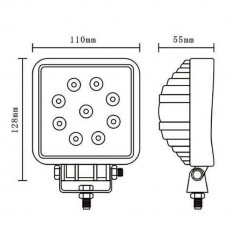 Proiector LED Auto Offroad 27W/12V-24V, 1980 Lumeni, Patrat, Spot Beam 30 Grade foto