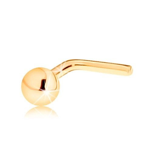 Piercing pentru nas din aur galben de 14K - bilă mică lucioasă, 2 mm