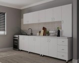 Bucatarie Yustina Alb Argintiu 280x43x189 cm