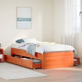 VidaXL Cadru pat fără saltea/cu sertare maro 90x200 cm lemn masiv pin