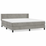 Cumpara ieftin Pat box spring cu saltea, gri deschis, 180x200 cm, catifea