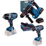 Bosch GBH 187-LI One Chuck + GSR 18V-150 C + GDS 18V-1600 HC - Rotopercutor SDS-Plus 2.4 J valiza plastic + Masina de gaurit si insurubat 150 Nm valiz