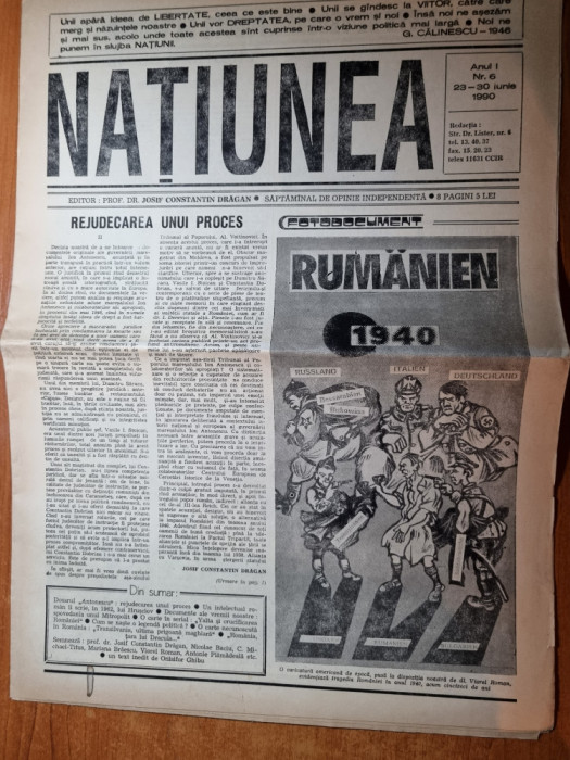 ziarul natiunea 23 - 30 iunie 1990- art dosarul antonescu,churchill