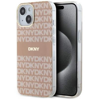 Husa MagSafe pentru Apple iPhone 15, DKNY, IML Mono &amp;amp; Stripe, Roz foto