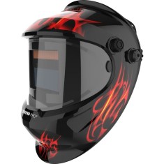 Masca de sudura cu autoreglare a intensitatii luminoase, DIN 9-13, 92.5x42.5 cm, model flacari rosii, Strend Pro