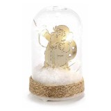 Decoratiune Mos Craciun sticla lemn cu led 4.5x7 cm