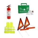 Kit complet siguranta auto Premium STEFARIAN, Omologari RAR, ANDMR, ISO, TUV, CE, EC, 2 x triungi, 1 x stingator, 1 x vesta, 1 x trusa medicala, 1 x