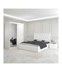 Dormitor Eric Alb Cu Dulap Tapitat 180x200cm