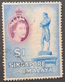 Singapore Malaya &ndash; colonie britanica&ndash; Marcă $1 &bdquo;Queen Elizabeth II &amp; Sir Stamford Raffles&rdquo;, stare bună, obliterată