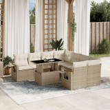 Gossi set canapele de gradina, 9 piese, cu perne, bej, poliratan