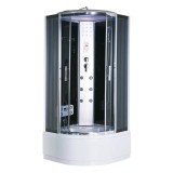 Cabina dus hidromasaj Leziter Vital Black 90x90 cm, curbata, sticla securizata 5mm, profil cromat, 6 duze, scaun