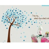 Sticker decorativ, Copacel cu flori albastre 150 cm, 107STK