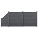 [neu.holz] Set Olimp gard WPC 2 panouri patrate si 1 panou inclinat AAWP-9902, 183 x 451 cm, lamn/plastic, gri HausGarden Leisure