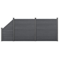 [neu.holz] Set Olimp gard WPC 2 panouri patrate si 1 panou inclinat AAWP-9902, 183 x 451 cm, lamn/plastic, gri HausGarden Leisure