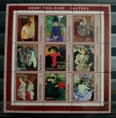 BC24, GUINEA-BISSAU 2001, BLOC MNH, PICTURI LAUTREC foto