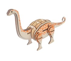 Set de Construit din Lemn, Macheta 3D, Copii si Adulti, 36 piese, Brontozaur, 8+ ani