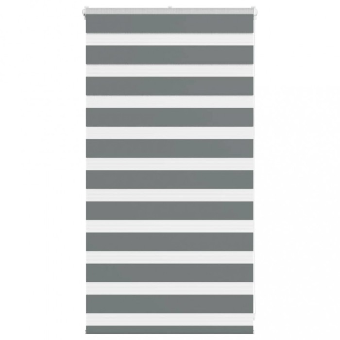 Jaluzea tip zebra gri &icirc;nchis lățime țesătură 85,9 cm poliester