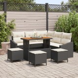 VidaXL Set de 9 Piese Canapea pentru Grădină cu Pernițe Negru Ratan Poli Acacia