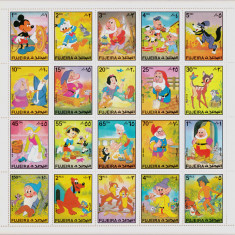 Fujeira 1972 " Personaje Disney", serie bloc 20 marci, CV 90 € , Mi.916/935,MNH