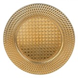 Platou Decorativ Crăciun, Rotund, Plastic, Culoare Auriu, Diametru 33cm, Oem