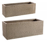 Cumpara ieftin Set 2 jardiniere pentru exterior Rectangular, Bizzotto, 80 x 30 x 30 cm, fibra de sticla si argila, natural