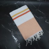Prosop Fouta Plajă &amp; Spa White Orange 200 x 100 cm