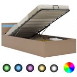 Gossi cadru pat hidraulic led cappuccino 90x200 cm piele ecologica