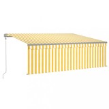 Cumpara ieftin Copertina retractabila automat cu stor, galben&amp;alb, 4x3 m