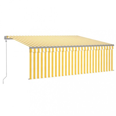 Copertina retractabila automat cu stor, galben&amp;amp;alb, 4x3 m foto