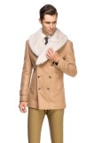 Palton barbati camel cu guler de blana B135