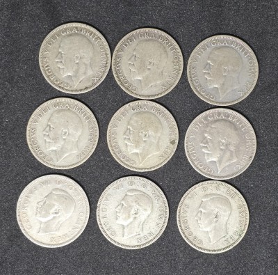Lot One Shilling Marea Britanie Argint foto