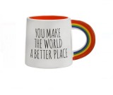 Cana Ceramica Maner Rainbow "YOU MAKE THE WORLD A BETTER PLACE", Alba, 410ml