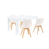 Cumpara ieftin Set de masă Lola 4+1 alb-alb