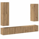 Cumpara ieftin Set dulap TV 4 piese montat pe perete Stejar artizanal