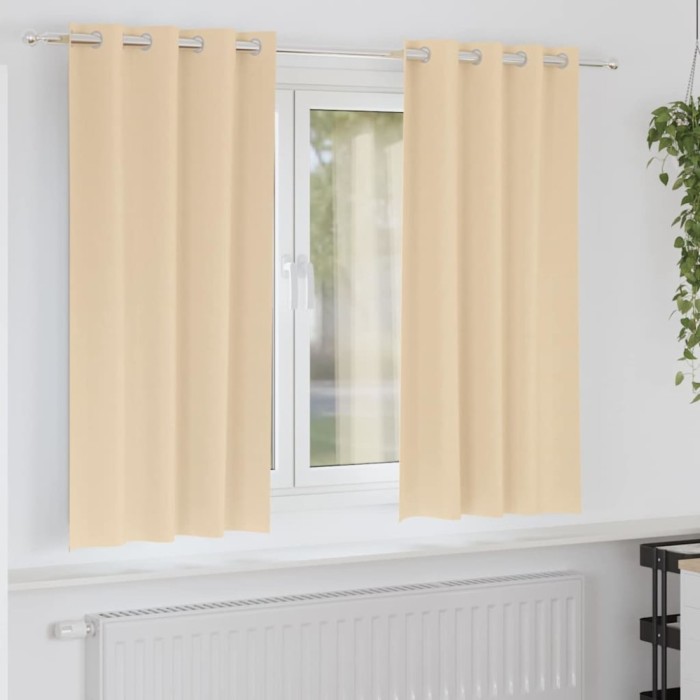 vidaXL Perdele cu perdele 2 pcs Crem 175x140cm Poliester 4107374