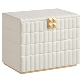 SONGMICS Cutie bijuterii 17x28x21 cm, 4 niveluri, oglinda, captuseala catifea, piele PU alba Household NewTrend