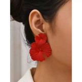 Cumpara ieftin Cercei Rosii Forma Floare - 48434