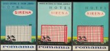 Romania anii 70-80 - Set 3 vignete de bagaje Hotel SIRENA din Saturn (varietati), ONT Carpati, etichete hoteliere, promovare turistica