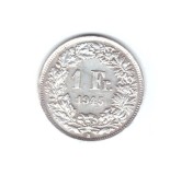 Moneda Elvetia 1 franc 1945, stare foarte buna, curata