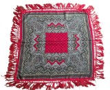 EȘARFĂ - BATIC VINTAGE DIN L&Acirc;NĂ CU FRANJURI V&Acirc;SCOZĂ