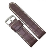 Curea de ceas Robusta - deBeer PARIS - Culoare Maronie, Imprimeu Crocodil si Cusatura Alba - 24mm - WZ4003, Time Veranda